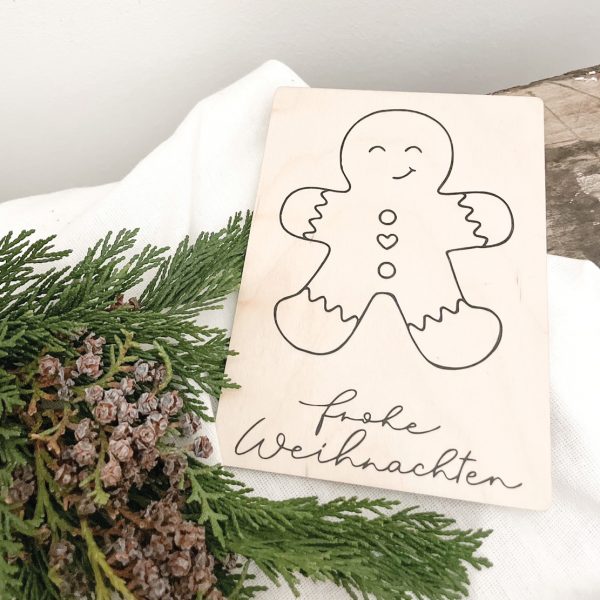 Plotterdatei Lebkuchenmann Schwarz/weiß und Schriftzug frohe Weihnachten
